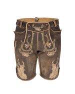 Golden Stag Chestnut Lederhosen with Antique Embroidery