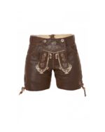 Passau Chocolate Brown Women Lederhosen with Traditional Embroidery