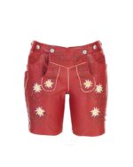 Kufstein Women’s Lederhosen – Cranberry Red Bavarian Leather