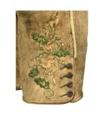 Alpine Green Embroidered Tan Suede Lederhosen – Bavarian Style - Image 3
