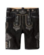 Black Bavarian Lederhosen with Silver Embroidery