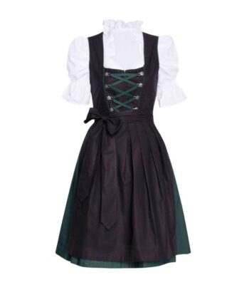 Elena Midi Cotton Dirndl – Green & Black Traditional Dress
