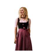 Freya – Brick Red Flower Striped Apron Midi Dirndl - Image 4