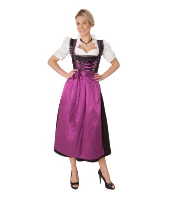 Black & Magenta Satin Dirndl Dress