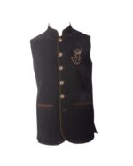 Black Wool Embroidered German Waistcoat - Image 2