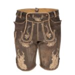 Golden Stag Chestnut Lederhosen with Antique Embroidery