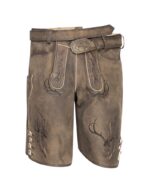 Forest Stag Hunter Lederhosen – Deep Oak Brown Suede