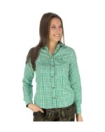 Alpine Green and White Checkered Trachten Shirt for Women - Image 2