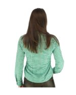 Alpine Green and White Checkered Trachten Shirt for Women - Image 4