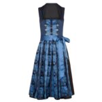 Midnight Sapphire Midi Dirndl – Blue Floral Dress with Chain Lacing
