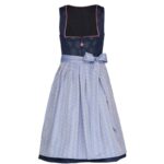 Simone – Midnight Blue Jacquard Midi Dirndl with Lavender Apron