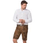 Hazelnut-Brown Embroidered Lederhosen