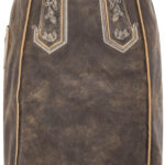 Vintage Chestnut Lederhosen Skirt with Embroidered Bavarian Motifs