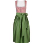 Pink Dirndl with Green Apron and Polka Dots – Therese Long Style