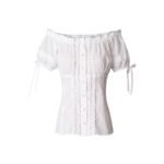 White Off-Shoulder Embroidered Oktoberfest Shirt