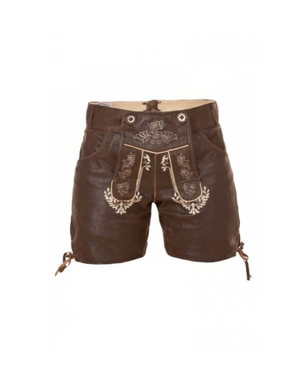Passau Chocolate Brown Women Lederhosen with Traditional Embroidery