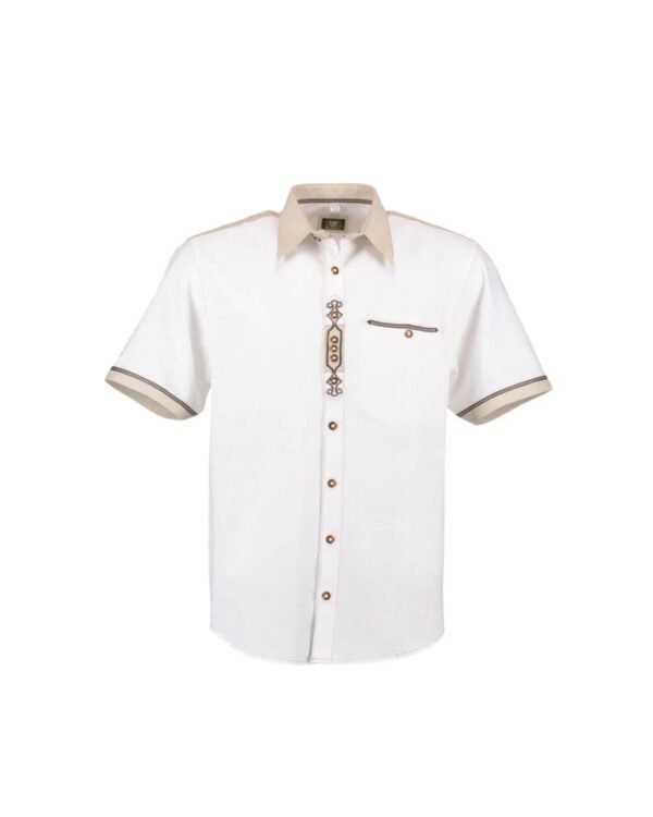 White Lederhosen Shirt with Beige Collar
