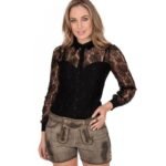 Brunhilde Women’s Lederhosen – Weathered Taupe Bavarian Suede