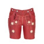 Kufstein Women’s Lederhosen – Cranberry Red Bavarian Leather