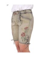 Vintage Olive Beige Women’s Lederhosen with Antique Rose Embroidery - Image 2