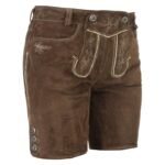 Women Authentic Bavarian Lederhosen Short Dark Brown