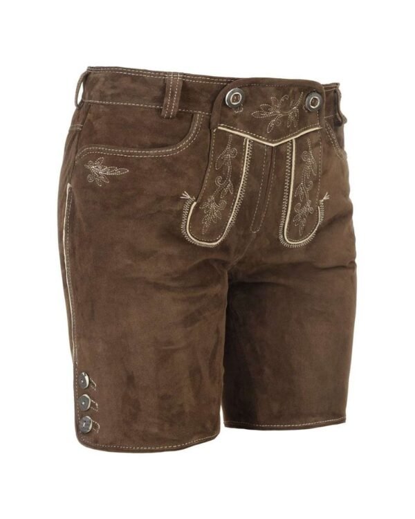 Women Authentic Bavarian Lederhosen Short Dark Brown