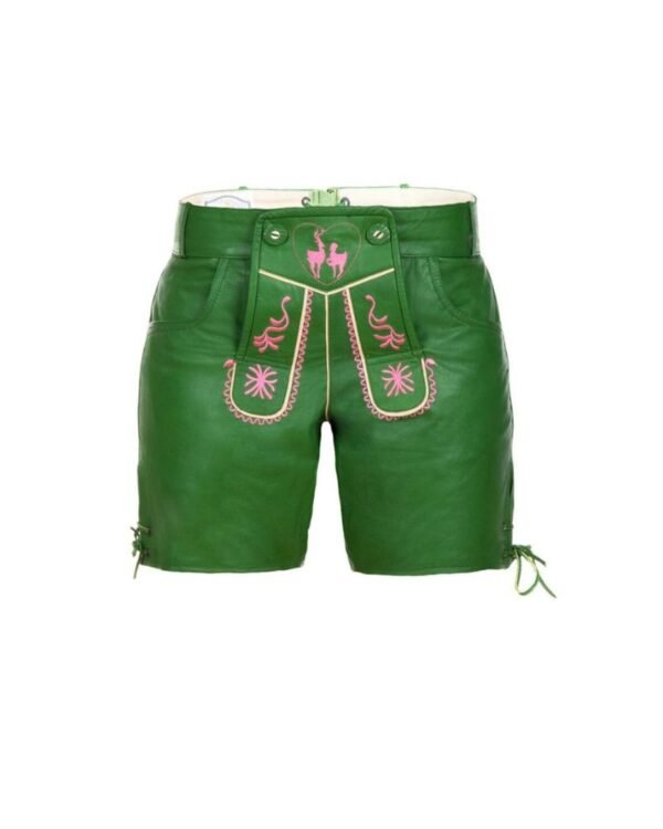 Deer Embroidery Green Women Lederhosen
