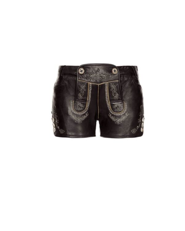 Women’s Mona Black Leather Lederhosen