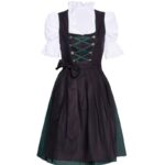 Elena Midi Cotton Dirndl – Green & Black Traditional Dress