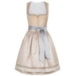 Pale Gold Mini Dirndl Dress with Silver Satin Bow