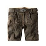 Augsburg Shadow Oak Embroidered Lederhosen – Suede Shorts