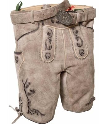 Gunther Stone Beige Classic Lederhosen for Men