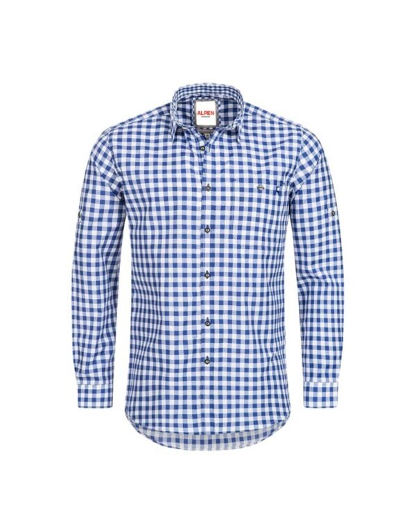 Rosenheim Blue Gingham Trachten Shirt