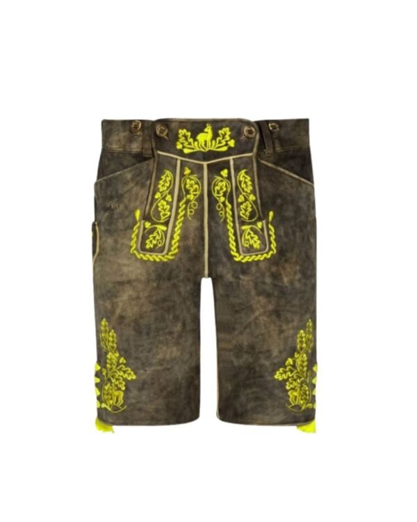 Dark Rustic Brown Embroidered Lederhosen