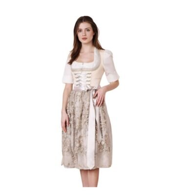 Arabella Pearl White & Soft Taupe Dirndl