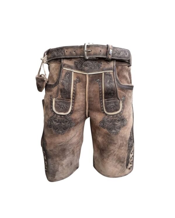 Coburg Vintage Bavarian Lederhosen with Scroll Embroidery