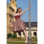 Antique Rose Brocade Midi Dirndl with Zipper