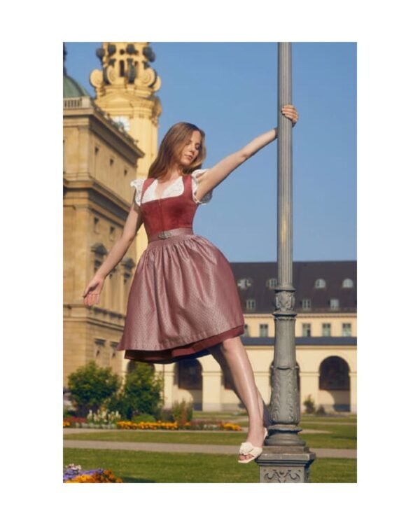 Antique Rose Brocade Midi Dirndl with Zipper