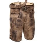 Vintage Alpine Lederhosen Brown Suede