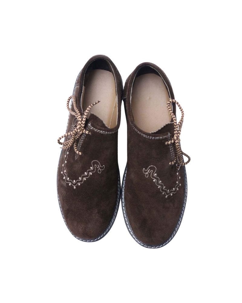 Dark Brown Lederhosen Embroidery Shoes (3) Dark Brown Men Bavarian Shoes with Embroidery - Image 3