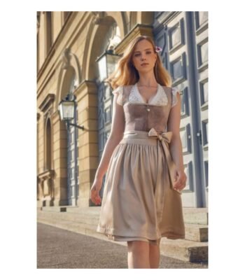 Taupe & Champagne Velvet Midi Dirndl Dress