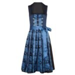 Midnight Sapphire Midi Dirndl – Blue Floral Dress with Chain Lacing