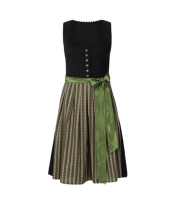 Lena Black Midi Dirndl with Green Apron – Vintage Gastro Style