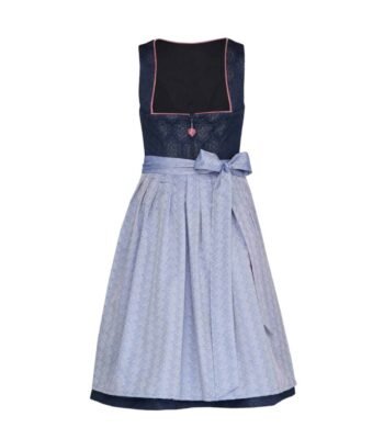 Simone – Midnight Blue Jacquard Midi Dirndl with Lavender Apron