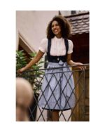 Simone – Midnight Blue Jacquard Dirndl with Lavender Apron - Image 6