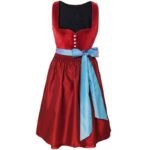 Crimson Dirndl with Sky Blue Apron Ribbon