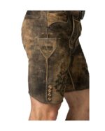 Rustic Oakleaf Embroidered Lederhosen – Bavarian Goat Suede Shorts - Image 3