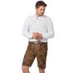 Hazelnut-Brown Embroidered Lederhosen