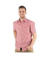 Alpine Crimson Gingham Short-Sleeve Trachten Shirt - Image 2