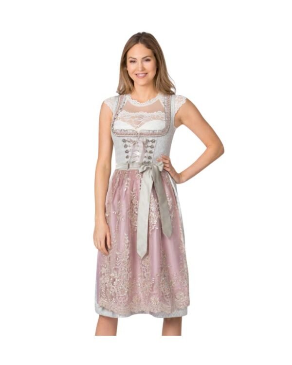 Jessica – Dusty Pink & Pearl Beige Lace Dirndl